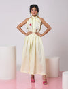Pastel Yellow Pleated Skirt with Frilled Top