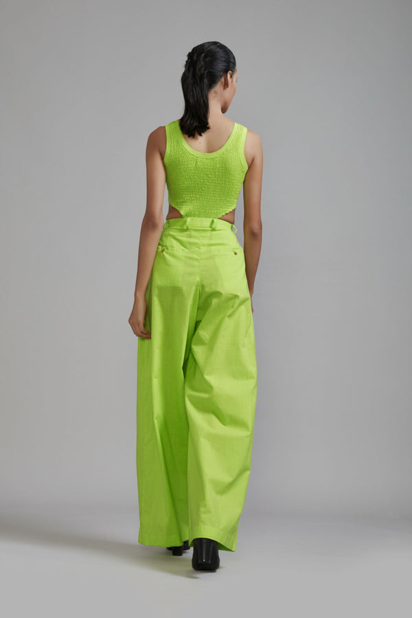 Neon Green pleated Trouser