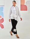 White Asymmetric Shirt & Black Pants Co-ord Set