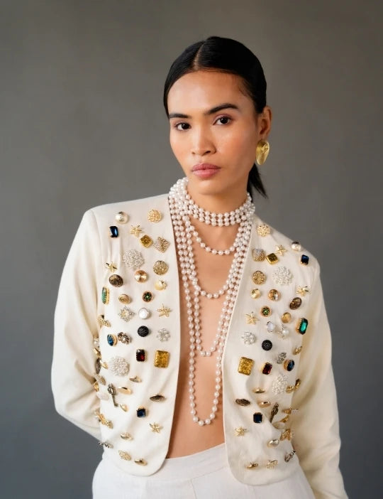 SHORT JACKET WITH STONE WORK