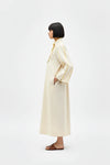 Ivory-Mango Yellow Collared Stripe Dress