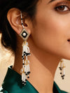 Black Crystal Front–Back Drop Earrings