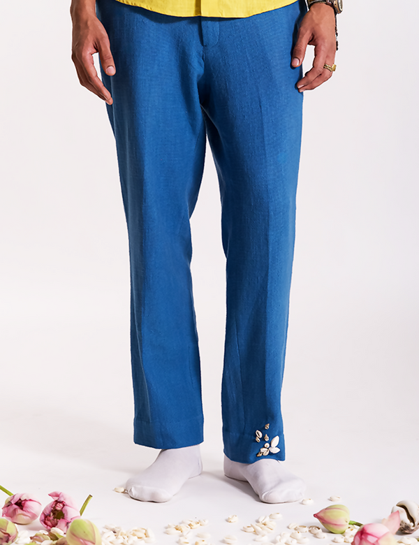 Sagar Embroidered Trouser- Blue