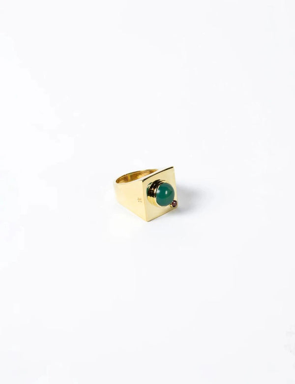 Edge Mega Ring with Gems Gold