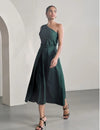 Green One Shoulder Dress