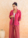Fiora Set : Cotton Jacket Co-ord Set for Women in Red | Striped 2-Piece Summer Outfit