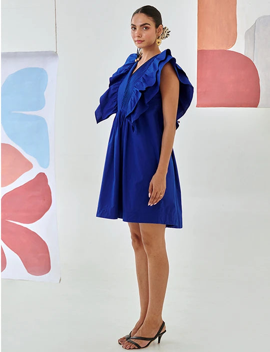 Blue Short Ruffled Dress