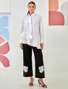 White Asymmetric Shirt & Black Pants Co-ord Set