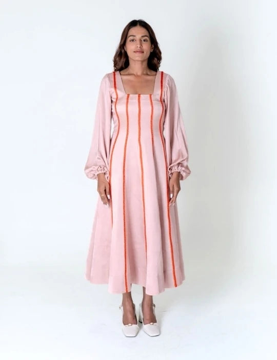 Pink Maxi Dress - Orange Braids