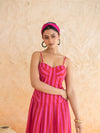 Scarlett : Cotton Maxi Dress for Women in Pink & Red | Striped Summer Dress