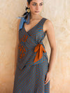 Alora Set : Cotton Skirt Set for Women in Teal & Rust | Striped 2-Piece Summer Outfit
