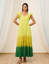Lime Green Ombre Flared Maxi Dress