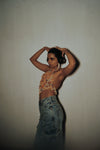 BEADED CORAL TUILE TOP
