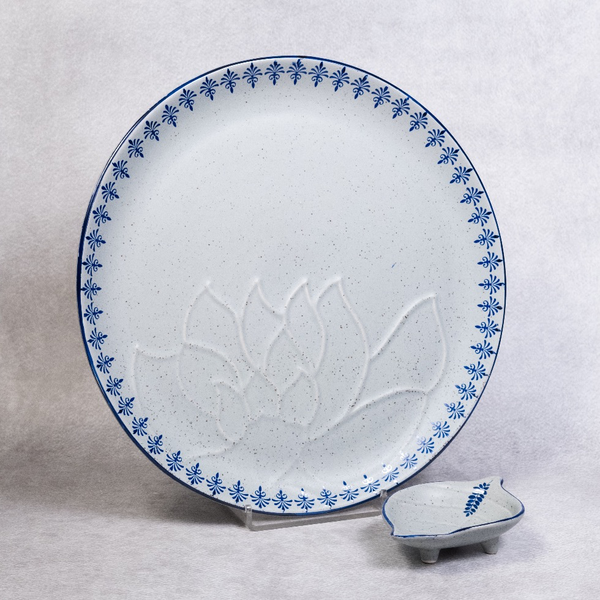 Blue Slate - Round Platter with Dip Bowl