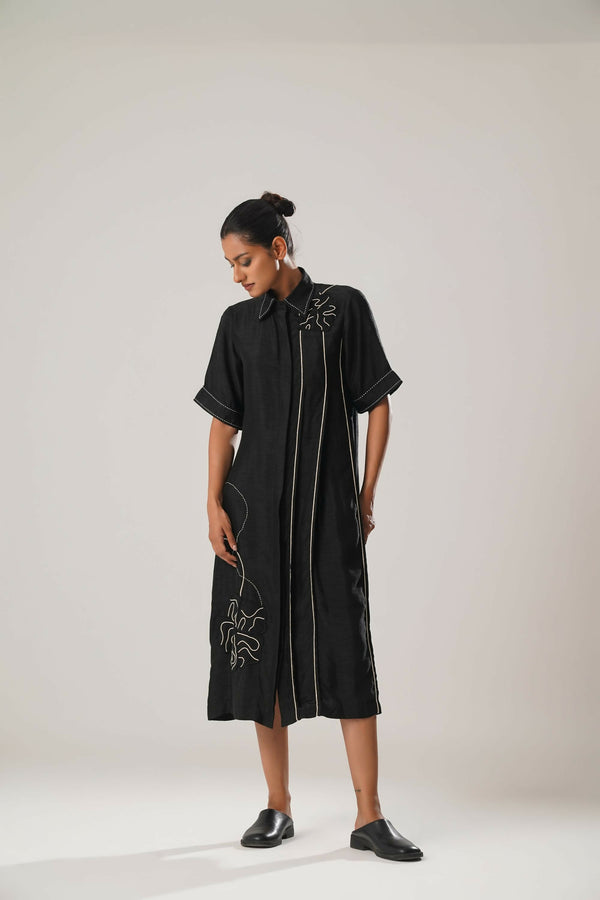 MJ Pleated Dress (Black)