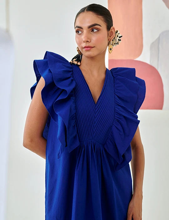 Blue Short Ruffled Dress