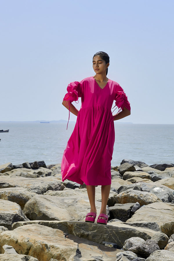 Pink Ruffle Sleeve Dress
