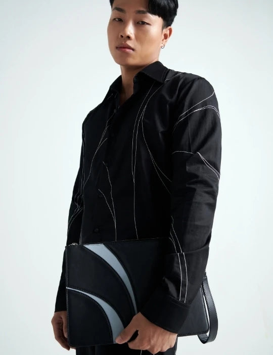 Black Linear-Stitch Shirt