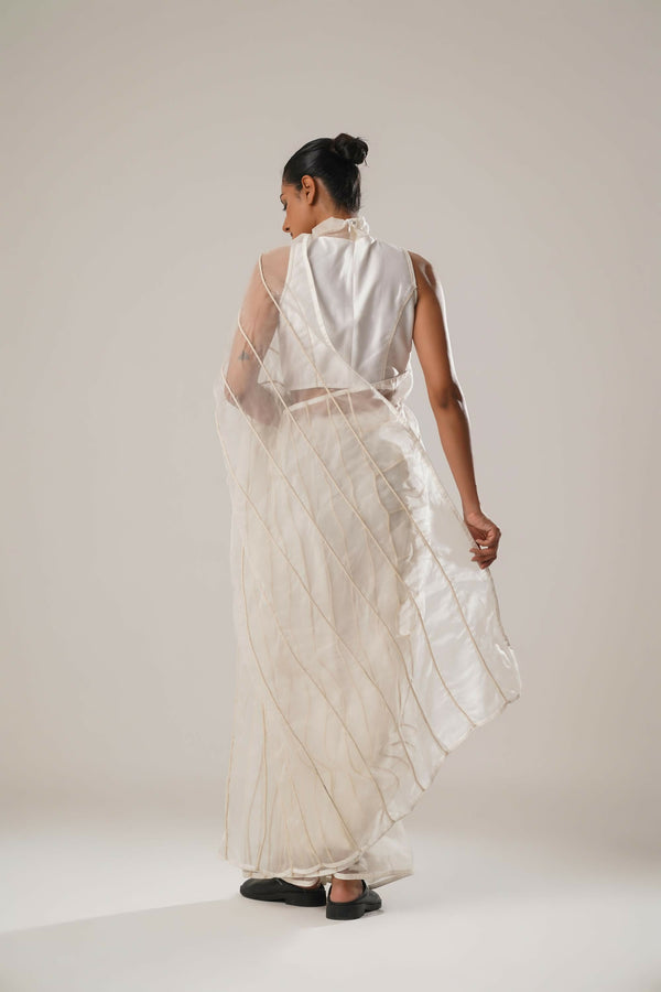 MJ WHITE DORI SAREE