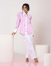 Striped Mauve & White Shirt with White Pant