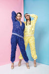 The 3D Floral Organza Jogger - Navy Blue