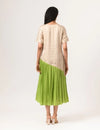 Ecru-Green Gather Dress