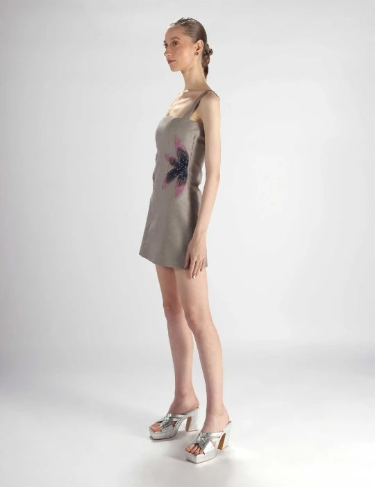 Grey Embroidered Dress