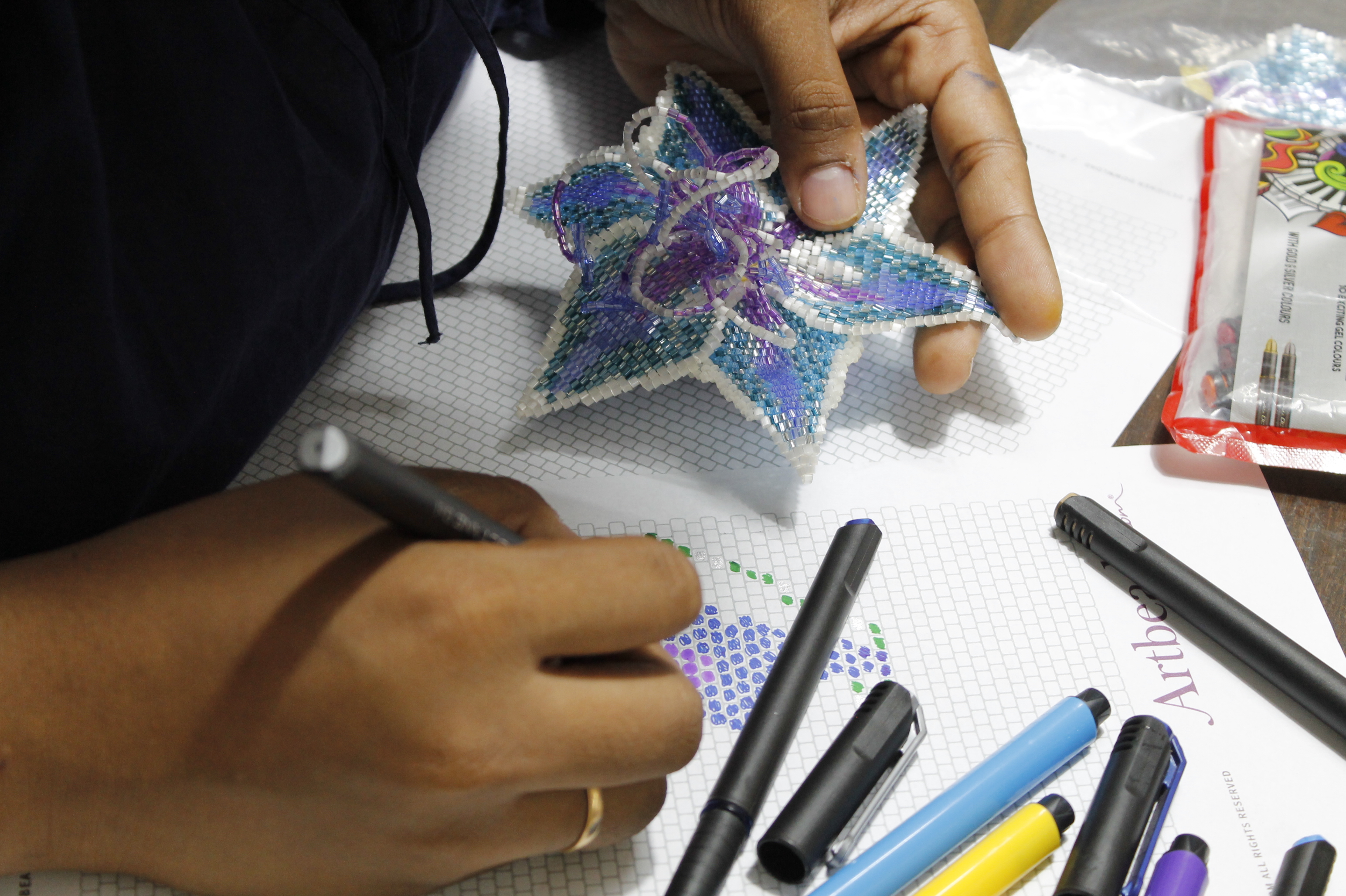 Beading in progress