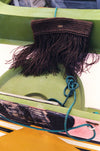 Raffia Foldover Clutch with Tassel - Coffee Brown