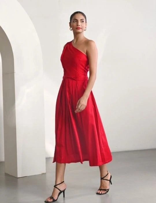 Red One Shoulder Dress