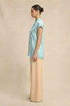 Tropical Breeze Blue Crew Neck Blouse