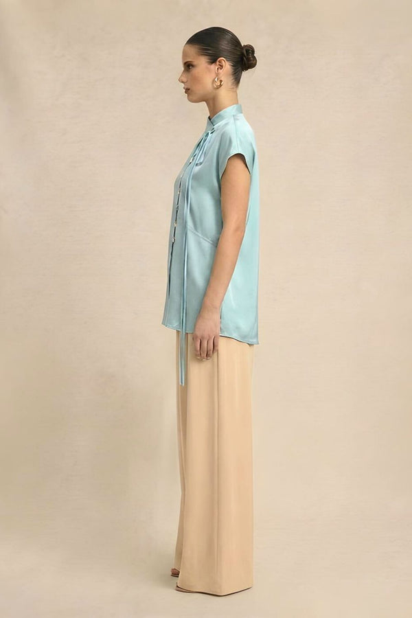 Tropical Breeze Blue Crew Neck Blouse