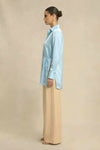 Tropical Breeze Blue Wrap Blouse
