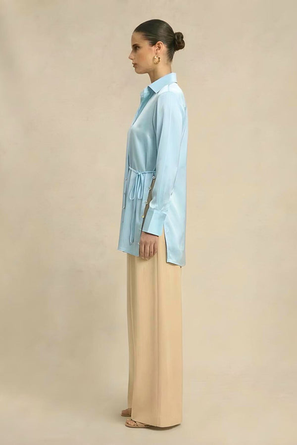 Tropical Breeze Blue Wrap Blouse
