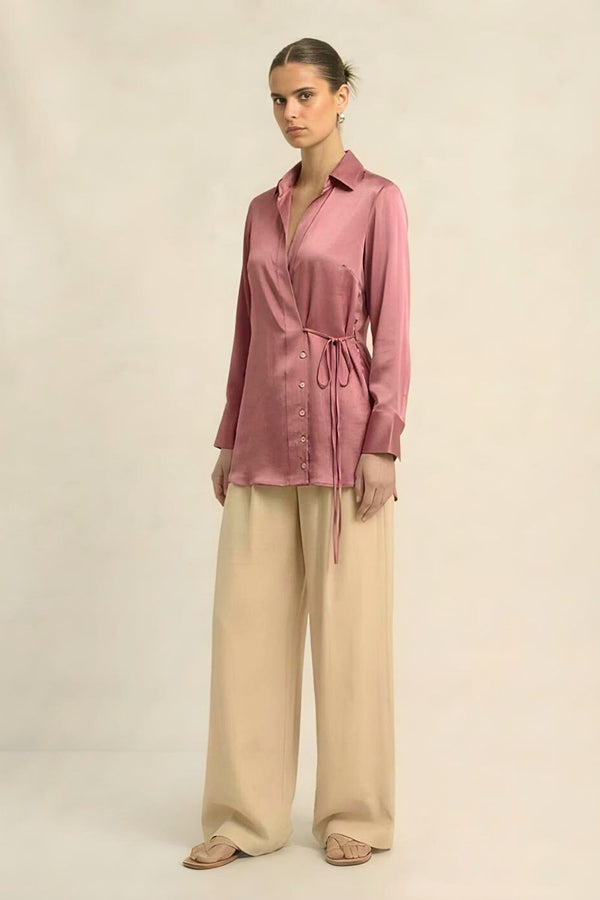 Brick Red Wrap Blouse