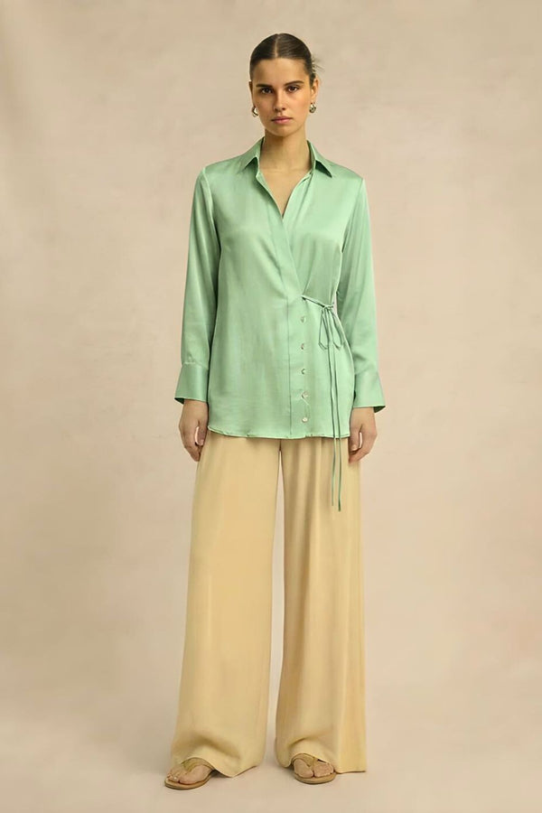 Ash Green Wrap Blouse