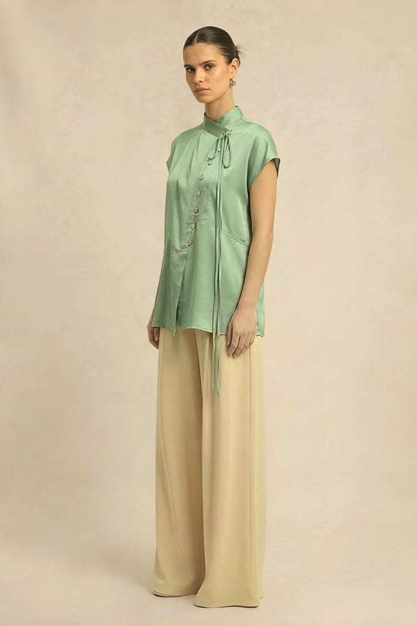 Ash Green Crew Neck Blouse