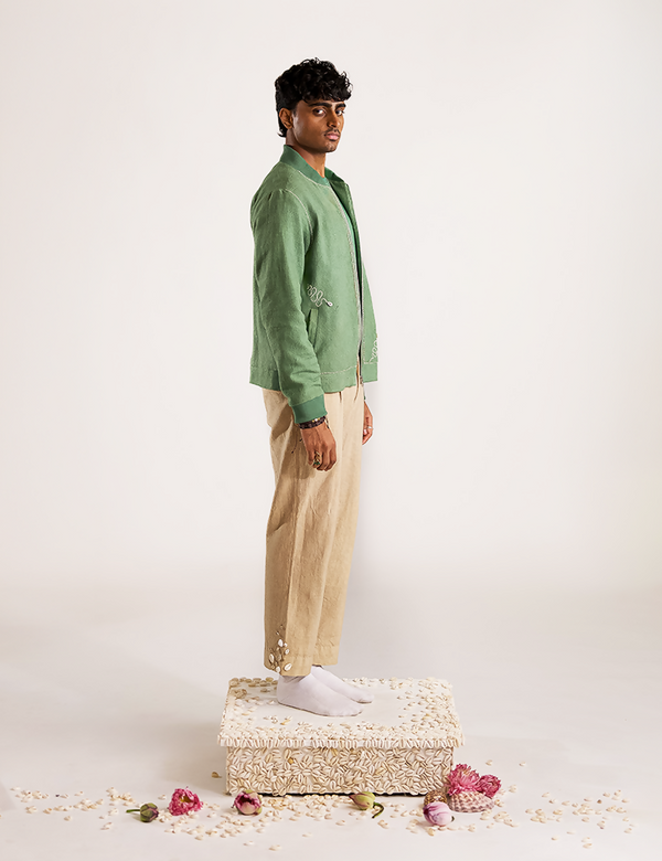 Multi Serpent Embroidered bomber - Green