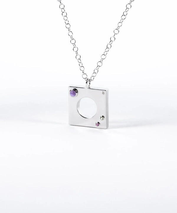 Edge Pendant with Gems Silver