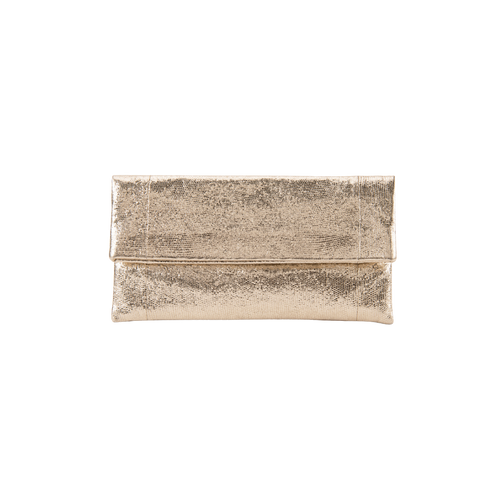Foldover Champagne Metallic Clutch
