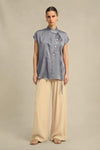 Steel Grey Crew Neck Blouse