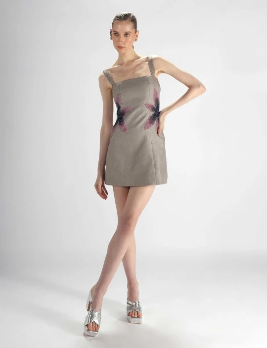 Grey Embroidered Dress