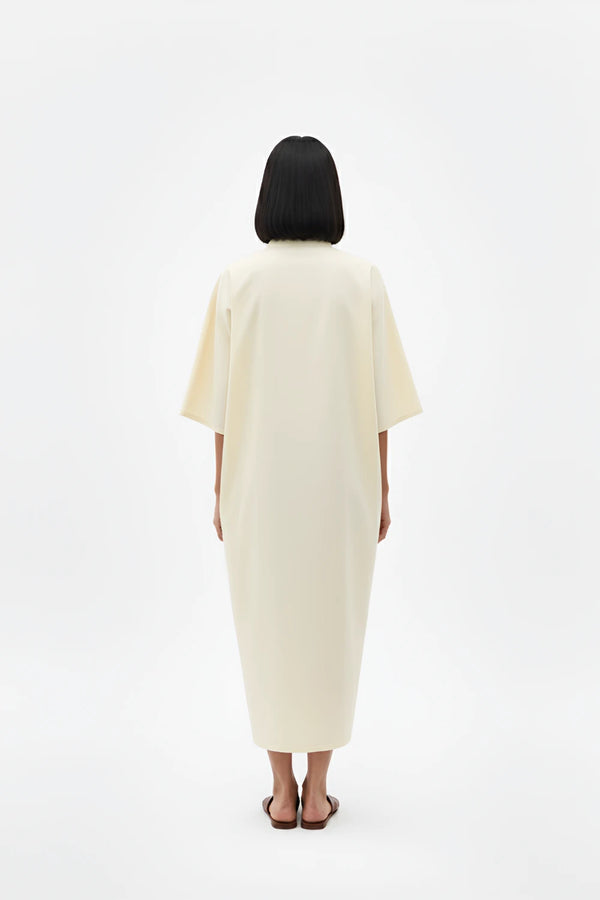 Ivory-Mango Yellow Pintucks Dress