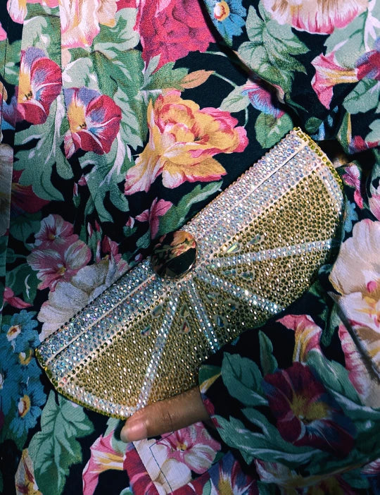 Logus Lemon Crystal Embellished Clutch