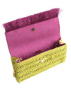 Poppy Green Slim Real Raffia Clutch