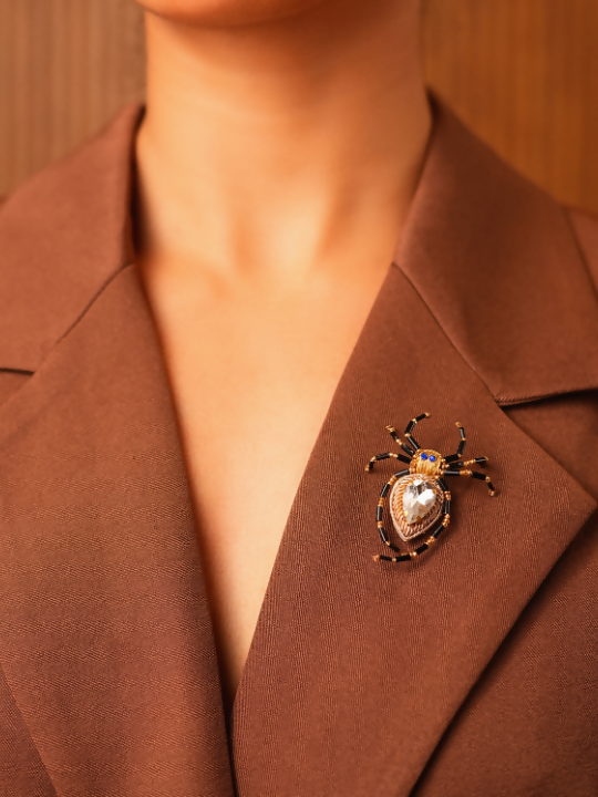 Blue Spider Brooch