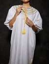 WHITE CASABLANCA DRESS- GREEN\YELLOW