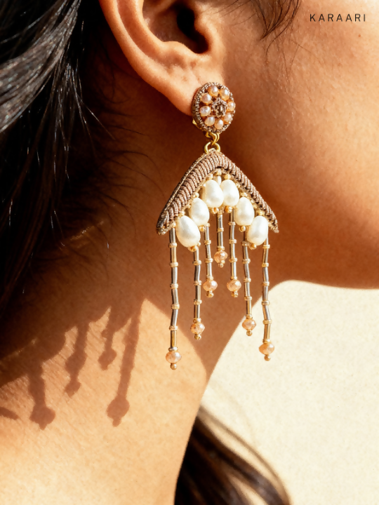 Crystal fringe earrings gold