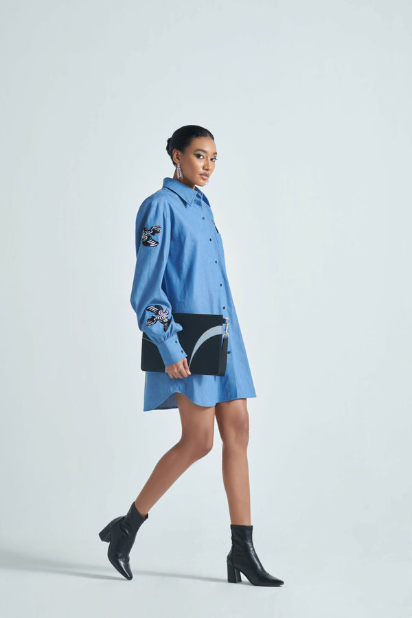 Azure Odyssey Shirt Dress