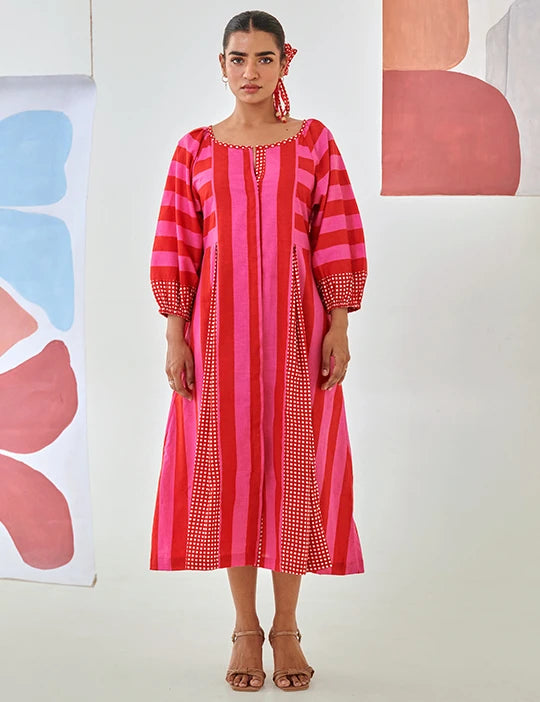 Striped Box Pleat Dress